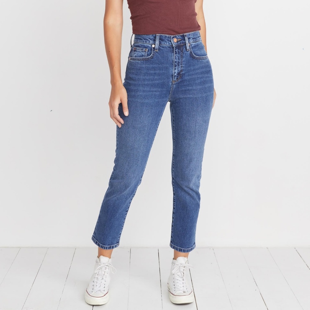Marine Layer Women's Straight Leg Jeans in Medium Blue
